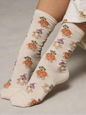 AE - Pumpkin Teddy Bear Crew Socks